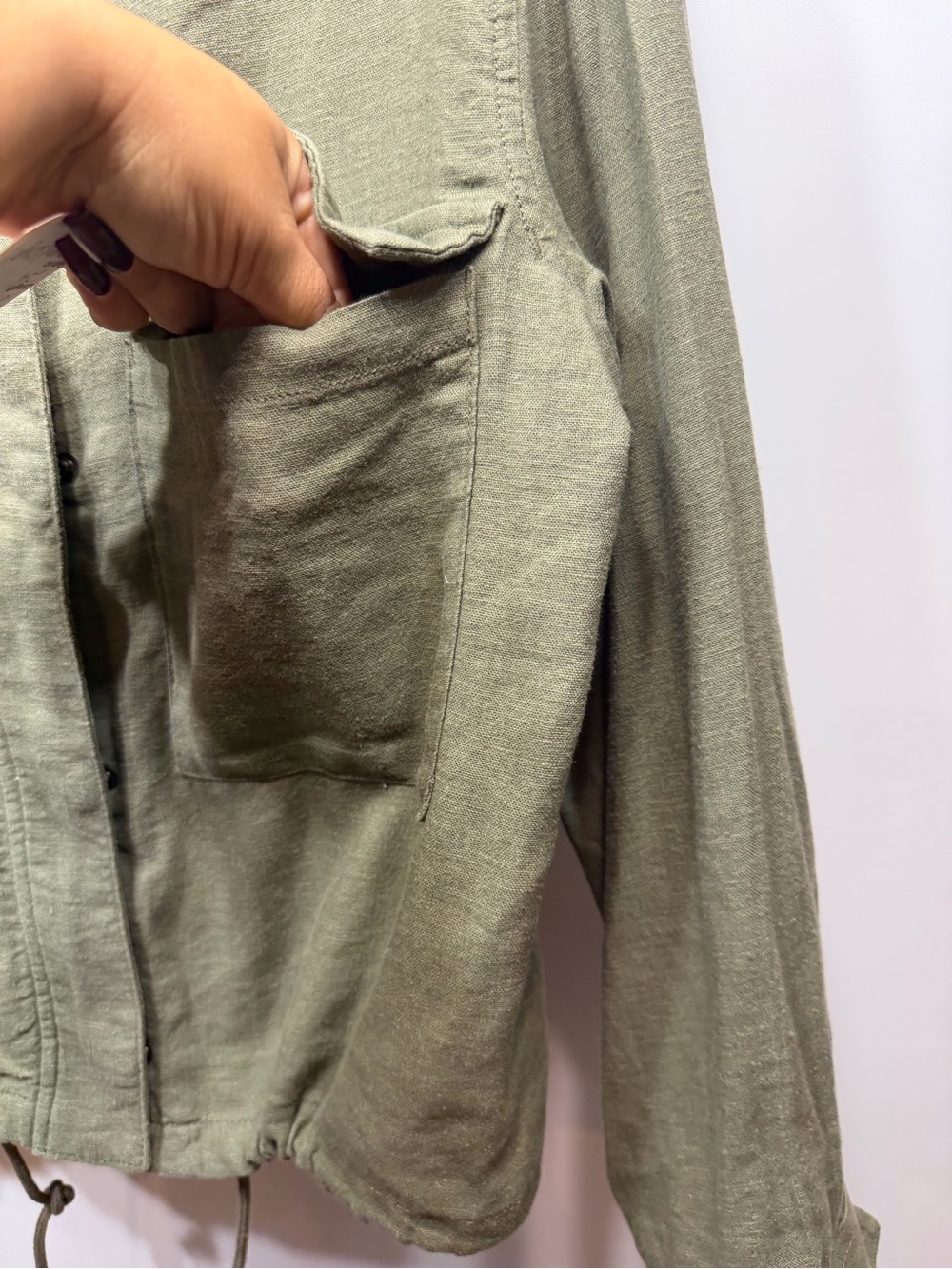 Sanctuary Armstrong Sage Green Linen Blend Utility Jacket XL NWT - Picture 6 of 13
